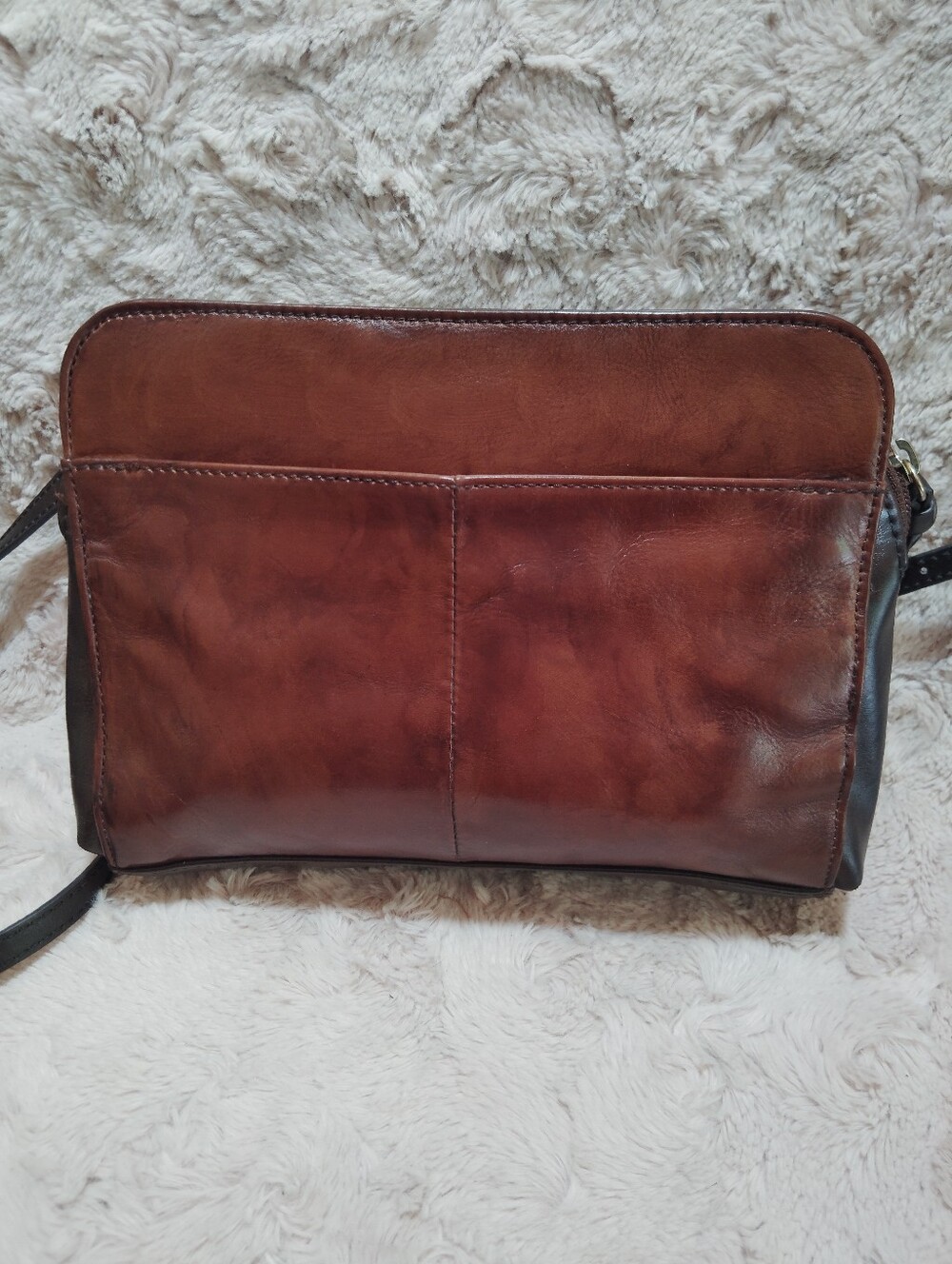 Tignanello Mojave Studded Two-Tone Brown Leather Crossbody - Picture 5 of 12